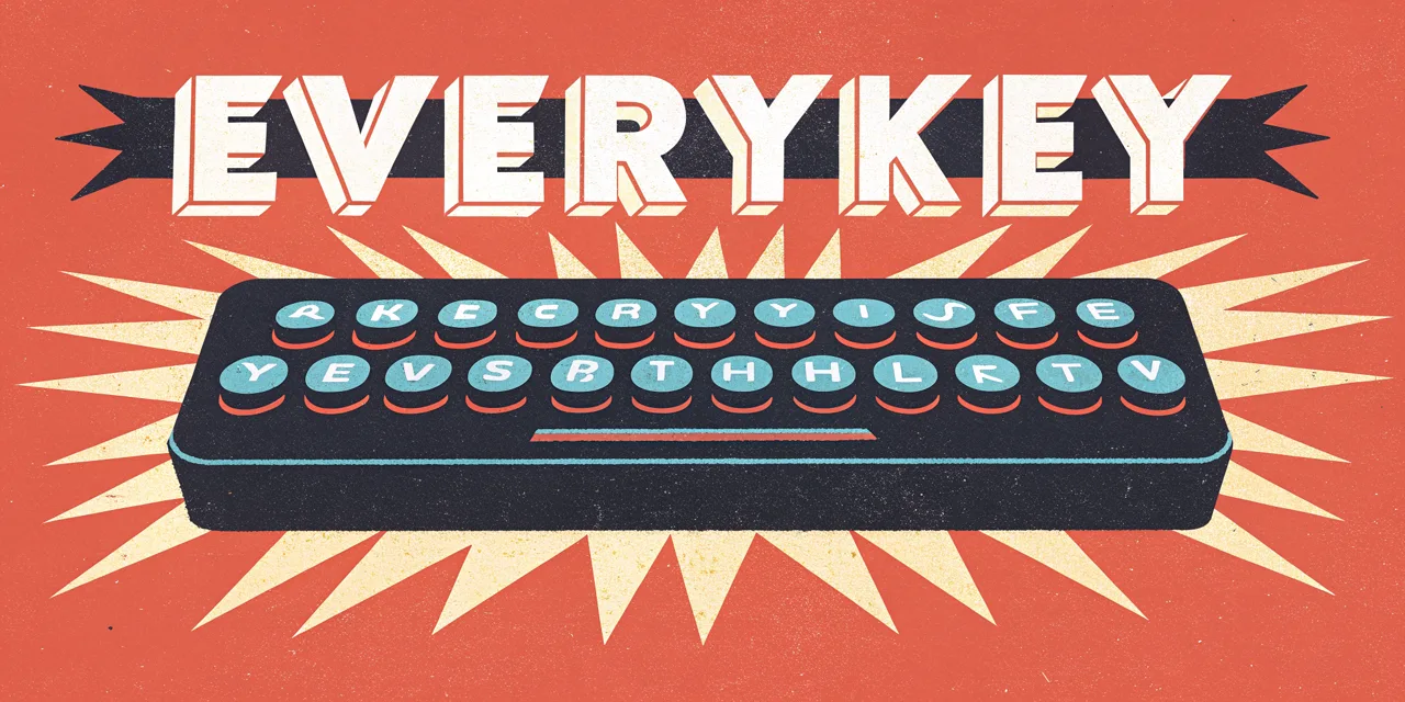 EVERYKEY cabinet marquee art: a giant glowing key